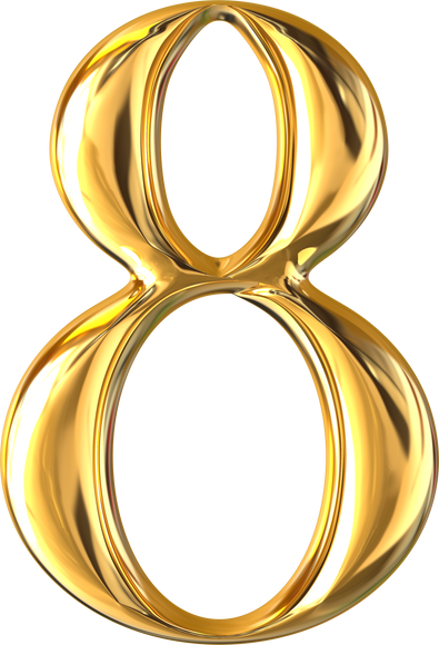 Number 8 3D Gold